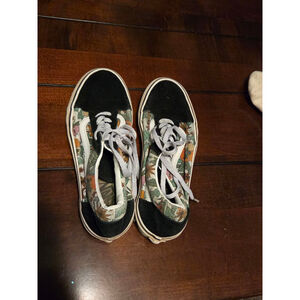 Women's Vans Old Skool Floral Black Multi-color Sneakers Size 8